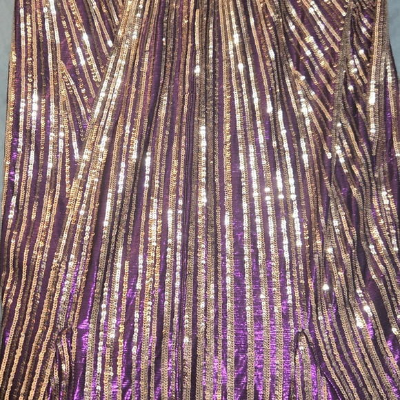 Fashion Nova Sequin Maxi Dress Size -M Color- Purple/Gold Combo - Picture 4 of 12